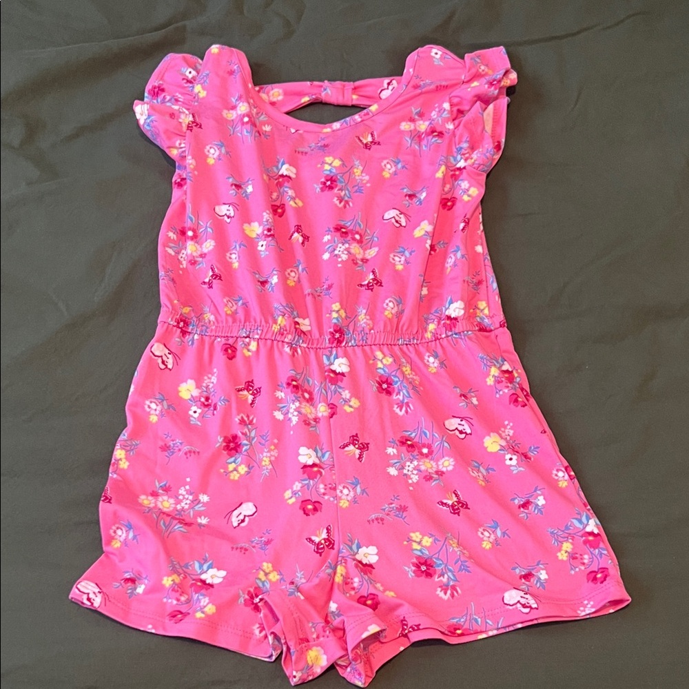 btween Pink Floral Kids Romper